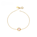 wholesale Rose Gold-Plated S925 Silver Dainty Four-Leaf Clover Bracelet with Natural Garnet, Korean Dongdaemun Style Wholesale-0-7