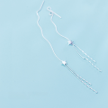 wholesale S925 Silver Star Earrings Women Korean Style Minimalist Five-Pointed Star Tassel Long Drop Earrings Elegant Jewelry E3741-0-3