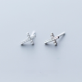 wholesale S925 Sterling Silver Women's Korean Style Minimalist Diamond-Studded Cross Earrings Mini Geometric Shape Ear Jewelry E9773-0-1
