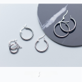 wholesale Metal S925 Silver Ear Studs with Smooth Round Hoop, Geometric Hollow Circle Design, Trendy Internet-Famous Earrings E9786-0-3