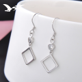 wholesale 925 Silver Korean Style Zircon Geometric Square Long Drop Earrings Wholesale Factory Direct Supply-0-2