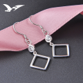 wholesale 925 Silver Korean Style Zircon Geometric Square Long Drop Earrings Wholesale Factory Direct Supply-0-0