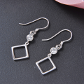 wholesale 925 Silver Korean Style Zircon Geometric Square Long Drop Earrings Wholesale Factory Direct Supply-0-1