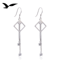 wholesale S925 Sterling Silver Fashion Women's Earrings Korean Elegant Star Square Tassel Ear Drop TEMU New Accessories-0-4