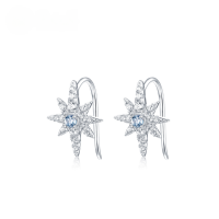 wholesale [925 Sterling Silver] Natural Topaz Star Earrings for Women, European and American Style Fashion Ear Hook Jewelry for Cross-Border Wholesale-Platinum Topaz (clearance product, no refunds or exchanges unless there is a quality issue, please do not bid) &gt; 925 Silver