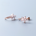 wholesale S925 silver ear clips for women, Korean-style fashion inlaid with diamond flowers, elegant and cute, no ear piercings required, ear accessories E9937-0-0