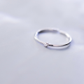 wholesale S925 Sterling Silver Single Diamond Open Ring Women, Japanese Style Minimalist Versatile Stackable Ring Trendy Sweet Single Ring J4729-0-0