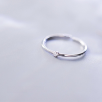 wholesale S925 Sterling Silver Single Diamond Open Ring Women, Japanese Style Minimalist Versatile Stackable Ring Trendy Sweet Single Ring J4729-S925 silver ring rose gold