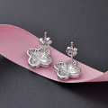 wholesale S925 Silver Stud Earrings for Women, Korean-style Minimalist Purple Diamond-Encrusted Four-Leaf Clover Earrings, Student Ear Accessories for Factory Wholesale and Drop Shipping-0-2