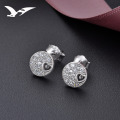 wholesale S925 silver round diamond-encrusted earrings for women with zirconia heart-shaped ear accessories, factory wholesale-0-1