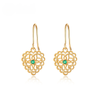 wholesale Metal material fashion retro earring factory minimalist ear hook versatile elegant Korean-style earrings women's birthday gift for girlfriend-Green Zirconium (clearance products are not refundable or exchangeable unless there is a quality issue. Please do not purchase if you mind)