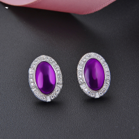 wholesale 925 Silver Ear Studs for Women, Elegant Korean Style with Purple Zircon Inlay, Fashion Earrings, Silver Jewelry Wholesale-Earrings-[Not suitable for Tremella plug]