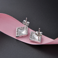 wholesale S925 Silver Rhombus Korean Style Minimalist Zircon Purple Stud Earrings for Women, Fashion Ear Accessories Wholesale from Factory-0-3