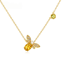 wholesale 925 Sterling Silver Classical Style Natural Citrine Pendant Necklace Women's Choker Valentine's Day Gift for Girlfriend-[Pendant] Without chain 925 silver