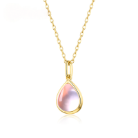 wholesale Metal material, new fashion versatile girl pink crystal necklace Korean style sweet water drop pendant wholesale custom processing-[Rose Quartz] Pendant without chain 925 silver