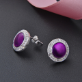 wholesale 925 Silver Source Factory Wholesale Minimalist Round Diamond Purple Earrings for Women Zircon Ear Accessories Silver Jewelry Dropshipping-0-1