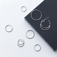wholesale S925 Sterling Silver 12mm 15mm Wire Diameter Large Hoop Earrings Versatile Mini Circular Ear Clasp Earrings G0083-G0083-1.2*8MM 925 silver electro silver