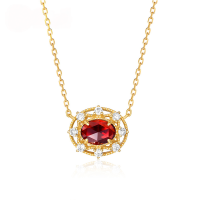 wholesale 9K Gold Elegant and Fairness-Enhancing Women's Necklace, Versatile and Unique Mozambican Garnet Pendant, Exquisite Craftsmanship Wholesale-Red Pomegranate (clearance product, no refunds or exchanges unless there is a quality issue, please do not bid) &gt; 925 silver