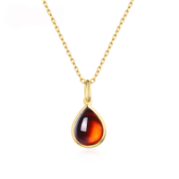 wholesale S925 silver new Korean-style sweet teardrop pendant, simple and fashionable versatile girl garnet necklace for wholesale-[Garnet] Pendant without chain>925 silver