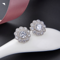 wholesale S925 Silver Chinese Style Peony Flower Diamond-Inlaid Earrings for Women with Zirconia Elegant Jewelry Factory Wholesale and Distribution-0-1