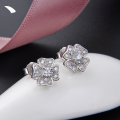 wholesale S925 Silver Four-Leaf Clover Ear Studs Korean Style Fashion Diamond-Inlaid Earrings for Women with Zirconia Wholesale from Manufacturers Drop Shipping-0-0