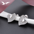 wholesale S925 Silver Heart-shaped Diamond-studded Earrings, Korean Minimalist Micro-set Zircon Earrings, Fashionable Girly Wholesale Ear Jewelry-0-0