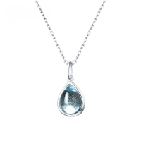 wholesale 925 Silver New Korean Fashion Versatile Girl Blue Topaz Sweet Teardrop Pendant Necklace Wholesale from Manufacturer-【Topaz】Pendant without chain 925 silver