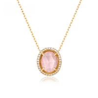 wholesale Metal S925 Sterling Silver, Gold Plated, Simple Korean Style Double Circle Pendant Necklace for Women, Valentine's Day Gift for Girlfriend-Light gold 925 silver