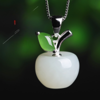 wholesale 925 sterling silver inlaid with certified Hetian jade pendant, minimalist antique-style green jade drop necklace for women-Jadeite Water Drop Pendant 10*15mm (without chain) >925 Silver