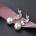 wholesale S925 Silver Shell Pearl Earrings Korean Elegant Knot Micro-Inlaid Zircon Earrings Women's Pearl Jewelry Silver Wholesale-0-2
