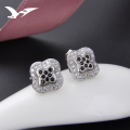 wholesale S925 Silver Source Factory Four-Leaf Clover Earrings for Women with Inlaid Diamond Zirconia Fashion Earring Wholesale-0-1