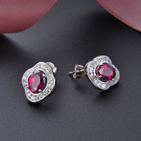 wholesale S925 Silver Light Luxury European and American Four-Leaf Clover Earrings for Women with Inlaid Zircon and Diamond Factory Wholesale-Earrings-[Not suitable for Tremella plug]