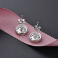 wholesale 925 Sterling Silver Round Diamond-Studded Earrings Women Korean Style Simple Zircon Ear Accessories Fashion Trendy Student Earrings Small Jewelry-0-2