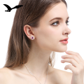 wholesale S925 Sterling Silver Leaf Stud Earrings with Zircon, Korean Simple Style, Fashionable and Elegant Earrings for Women, Wholesale from Factory-0-2