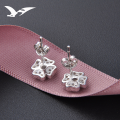 wholesale S925 Silver Four-Leaf Clover Ear Studs Korean Style Fashion Diamond-Inlaid Earrings for Women with Zirconia Wholesale from Manufacturers Drop Shipping-0-1