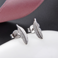 wholesale S925 Silver Leaf Earrings Women Small Fresh Creative Ear Feather Minimalist Student Korean Accessories Factory Wholesale-0-0