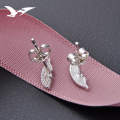 wholesale S925 Silver Leaf Earrings Women Small Fresh Creative Ear Feather Minimalist Student Korean Accessories Factory Wholesale-0-1