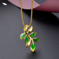 wholesale S925 Sterling Silver Gold-Plated Drip-Enamel Leaf Pendant Necklace Women's Korean Minimalist Collarbone Chain Fashion Accessory-Single Pendant [Without Chain] > [S925 Silver]
