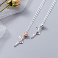 wholesale S925 silver necklace with Korean-Japanese style fashionable personalized rose pendant, elegant and unique floral collarbone chain for women D4826-0-4