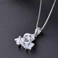 wholesale S925 silver zircon meteorite pendant necklace for women students, sweet and fresh jewelry-Single Pendant - Without Chain>925 Silver
