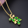 wholesale S925 Sterling Silver Gold-Plated Drip-Enamel Leaf Pendant Necklace Women's Korean Minimalist Collarbone Chain Fashion Accessory-0-3