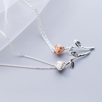 wholesale S925 silver necklace with Korean-Japanese style fashionable personalized rose pendant, elegant and unique floral collarbone chain for women D4826-s925 silver necklace-rose gold 925 silver