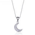 wholesale S925 silver full diamond moon pendant necklace, Korean style fashionable trendy personalized jewelry, original factory wholesale-0-4