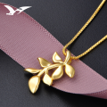 wholesale S925 Sterling Silver Gold-Plated Drip-Enamel Leaf Pendant Necklace Women's Korean Minimalist Collarbone Chain Fashion Accessory-0-2