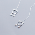 wholesale S925 Silver Korean-style Fresh and Elegant Cat Earrings with Adorable Cat Paw Design Long Dangle Ear Accessories G0555-0-2