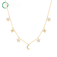wholesale [Pure Silver] Light Luxury Jewelry, New Original Design Necklace for Women, Niche Pendant Necklace, Star and Crescent Moon Decorative Chain-9K color (clearance products are not refundable or exchangeable unless there is a quality issue. Please do not bid if you mind)  925 silver