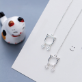 wholesale S925 Silver Korean-style Fresh and Elegant Cat Earrings with Adorable Cat Paw Design Long Dangle Ear Accessories G0555-0-1