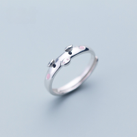 wholesale S925 Silver Women's Korean Style Small Fresh Cute Pig Adjustable Ring Animal Ring J4856-S925 silver ring