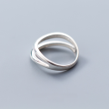 wholesale Sterling Silver S925 Women's Korean Style Minimalist Line Double Ring Trendy Lady Tail Ring J4939-0-3