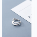 wholesale Sterling Silver S925 Women's Korean Style Minimalist Line Double Ring Trendy Lady Tail Ring J4939-0-2